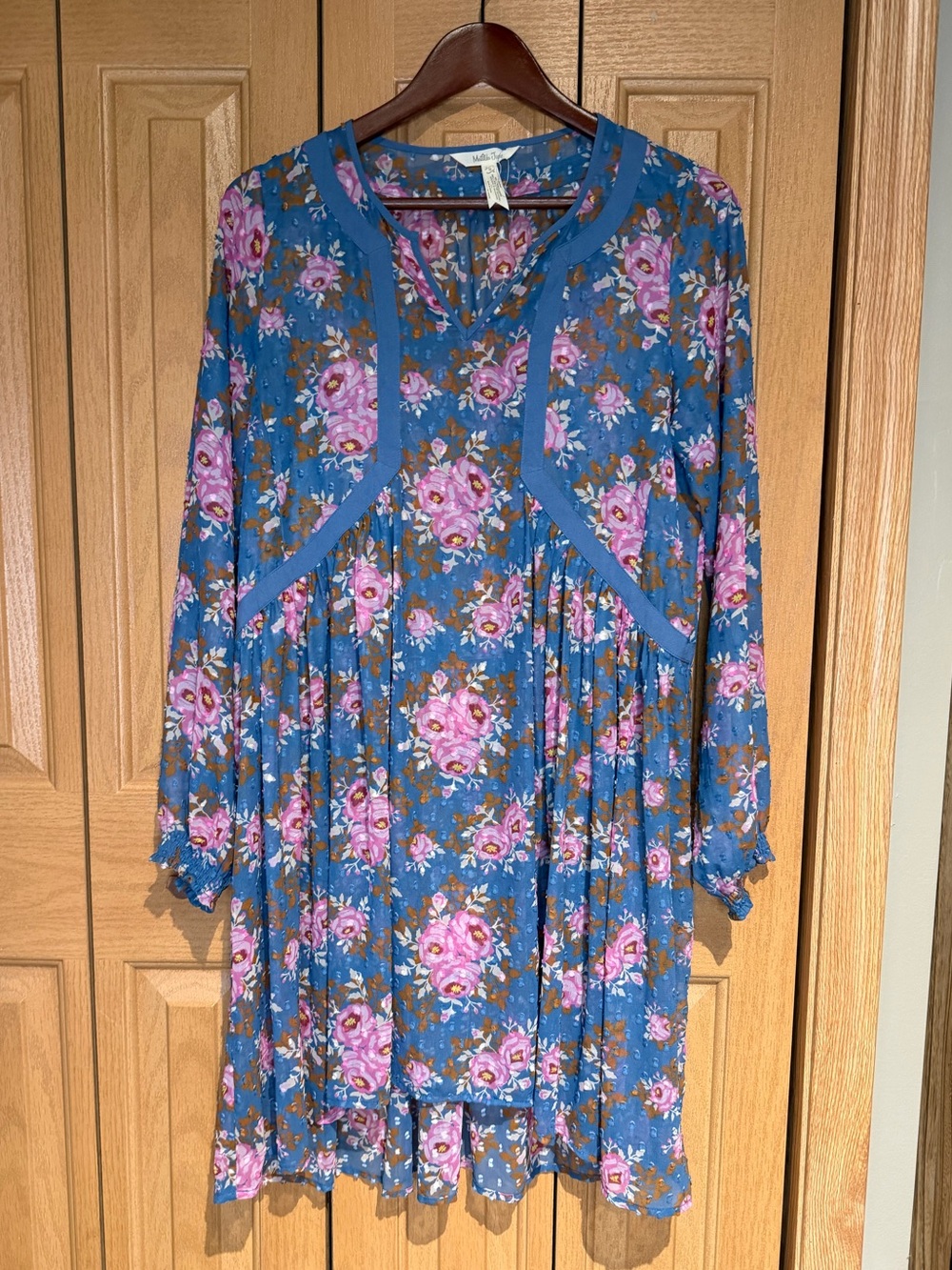 NWOT Matilda Jane To The Nines Blue Floral Tunic Dress with Pink Roses